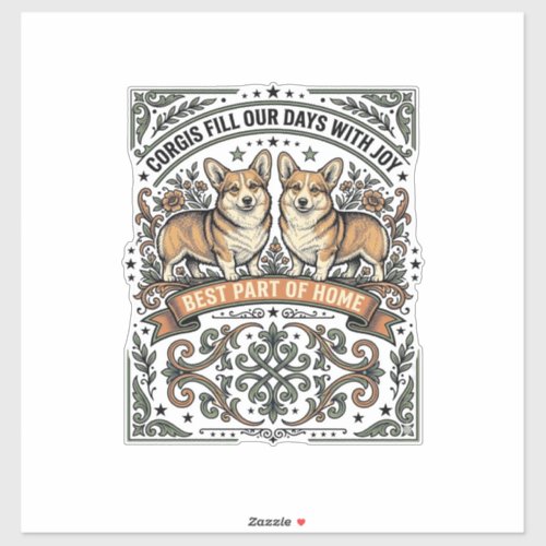Corgi Lover Shirt Vintage Engraving Funny Dog Desi Sticker