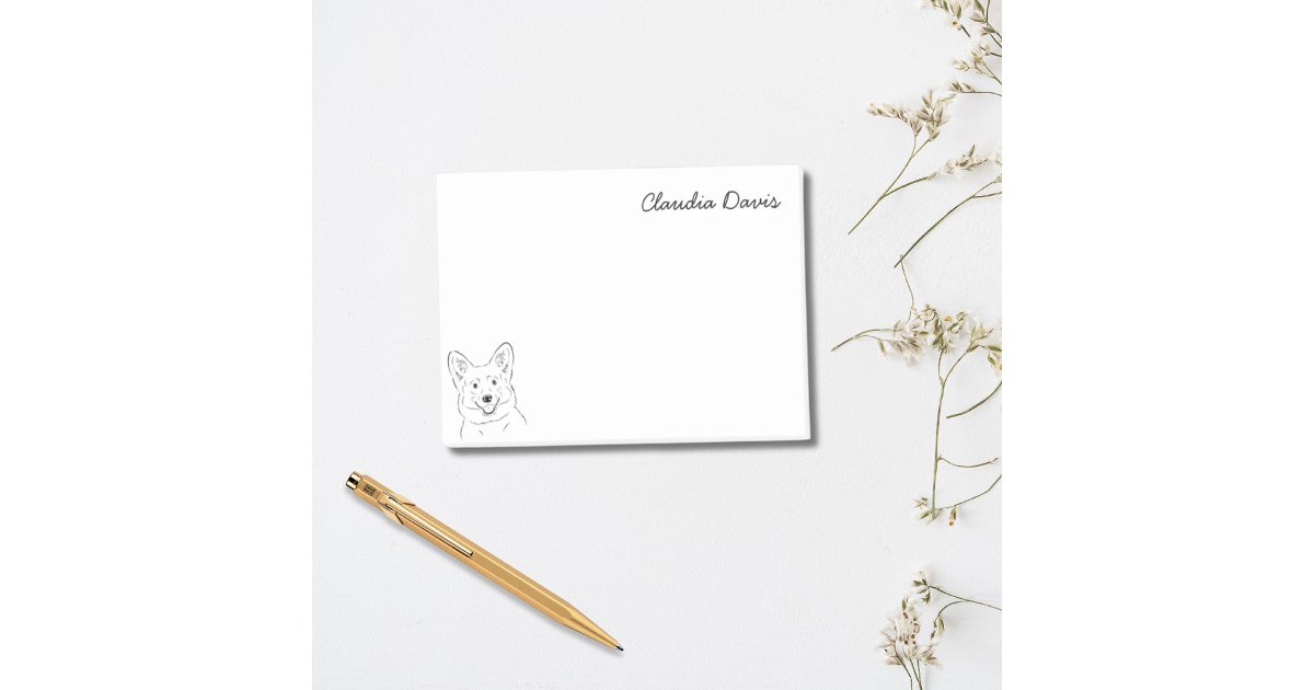 Editable Corgi Notes Corgi Lover Simple Dog Black & White Personalized Post-it Notes | Zazzle