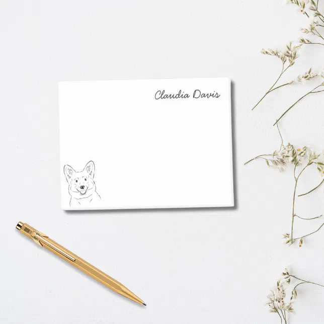 Editable Corgi Notes Corgi Lover Simple Dog Black & White Personalized Post-it Notes | Zazzle