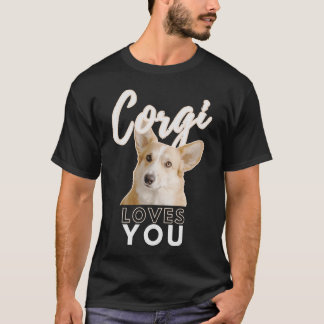 Corgi Loves You Warm Beige Fur And Black Contrast T-Shirt