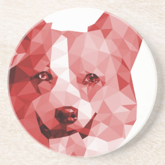 Corgi Low Poly Art in Red Drink Coaster