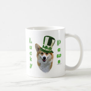 Corgi Lucky Paws; Corgi St Patrick's Day gift Coffee Mug