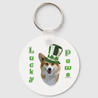Corgi Lucky Paws; Corgi St Patrick's Day gift Keychain