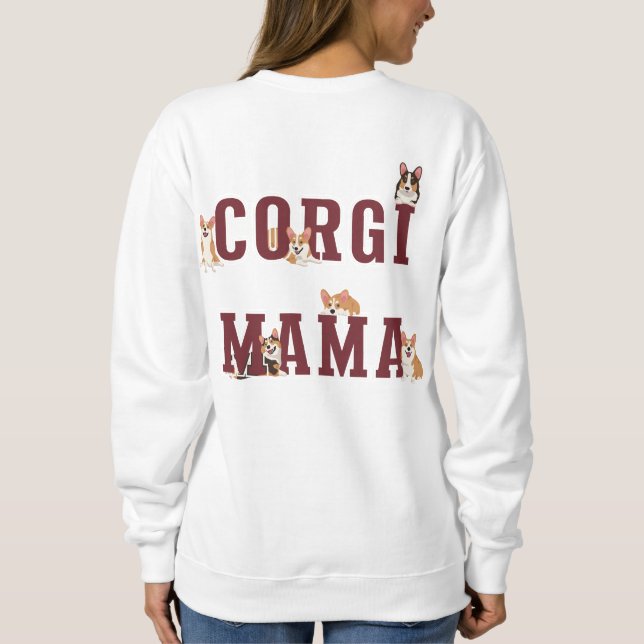 Corgi Mama Aesthetic Typography Cozy Sweatshirt (Back)