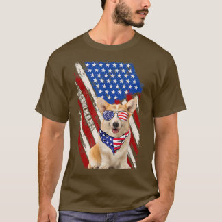 Corgi Mama American USA Flag 4th of July Corgi Lov T-Shirt