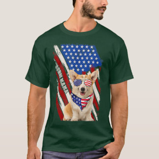 Corgi Mama American USA Flag 4th of July Corgi Lov T-Shirt