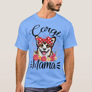 Corgi Mama Florals Cute Dog Mom Mother's Day T-Shi T-Shirt