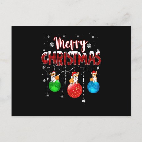 Corgi Merry Christmas Cute Plaid Leopard Corgi Dog Postcard