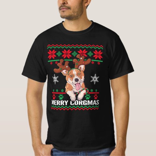 Corgi Merry Corgmas Ugly Christmas T_Shirt