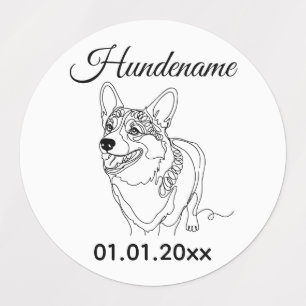 Corgi Minimalist Line Art personalized dog brand Labels