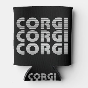 Corgi Modern White Text Can Cooler