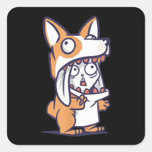 Corgi Mom And Corgi Dad Easter Bunny Costume Square Sticker