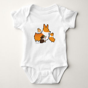 Corgi Mom and Puppies Baby Shirt
