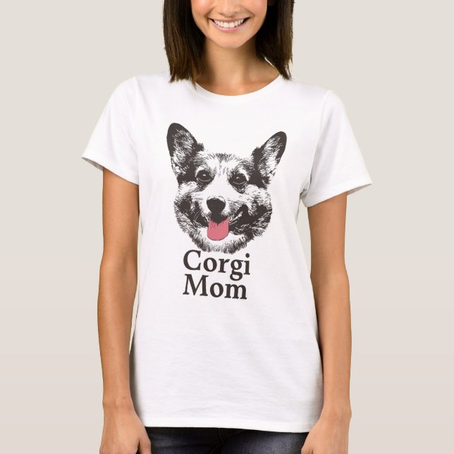 Corgi Mom Cute Dog Animal Face T-Shirt (Front)