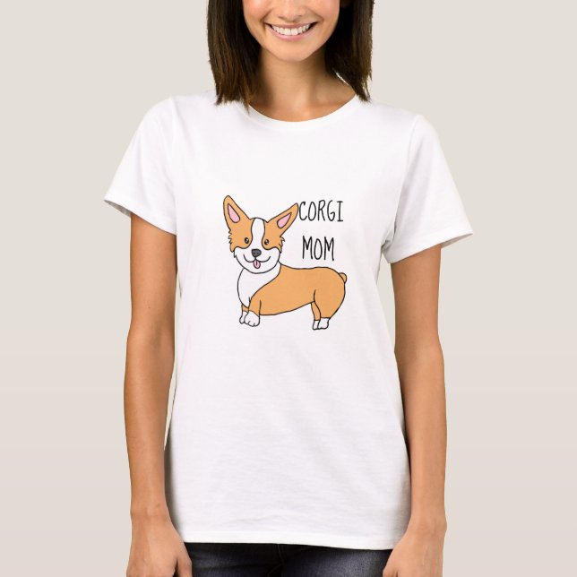 Corgi Mom Dog Cartoon T-Shirt (Front)