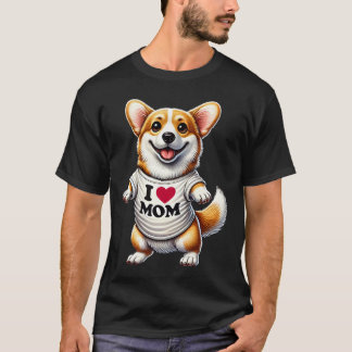 Corgi Mom I Love Mom Corgi Lover T-Shirt