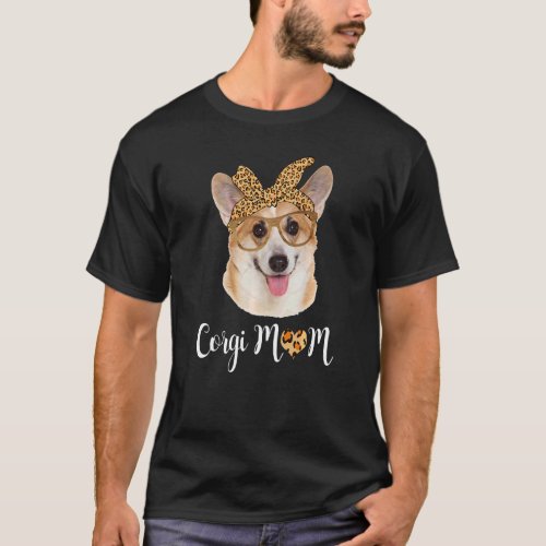 Corgi Mom Leopard Print Dog  Mothers Day T_Shirt