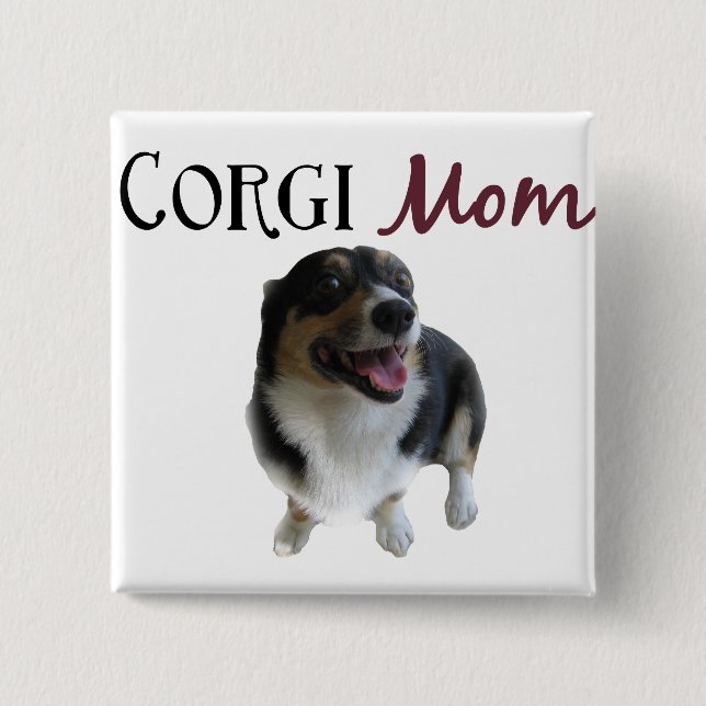 Corgi Mom Photograph Pinback Button (Front)