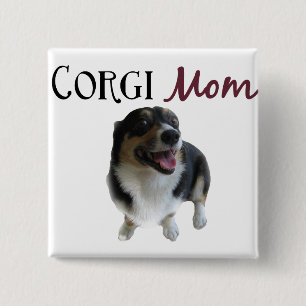 Corgi Mom Photograph Pinback Button
