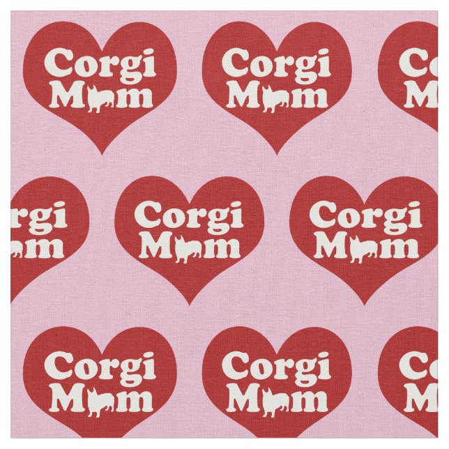 Corgi Mom Pretty Pink Fabric (Close Up)