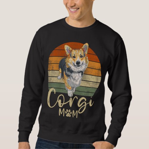 Corgi Mom Retro Sunset Corgi Gifts Dog Mama Sweatshirt