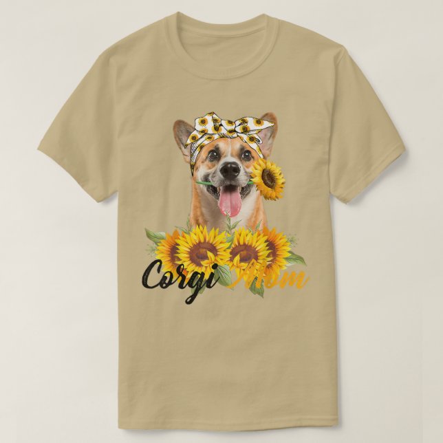 Corgi Mom Sunflower Summer Dog Mom Mama Women  T-Shirt (Design Front)