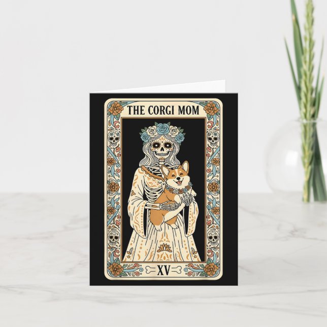 Corgi Mom Tarot Card Skeleton Dog Lover Soky Hallo (Front)
