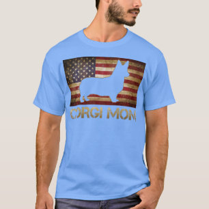 Corgi Mom Vintage American Flag Patriotic Dog Love T-Shirt
