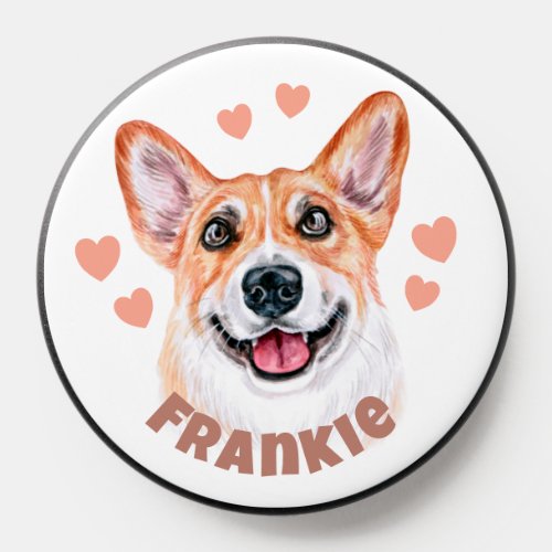 Corgi Mom With Hearts Dog Illustration PopSocket