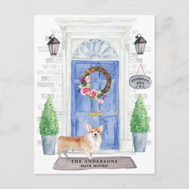 Corgi Moving Announcement Postcard (Front)