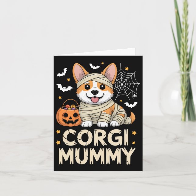 Corgi Mummy Funny Halloween Dog Lover Costume For  Card (Front)