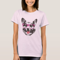 Corgi Nerdy Dog Hipster T-Shirt