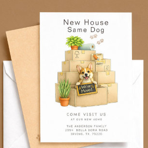 Corgi New House Moving Announcement Card