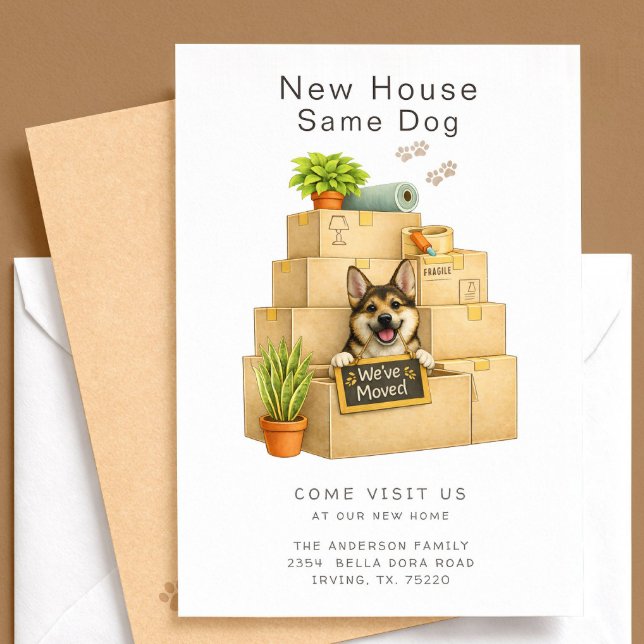 Corgi New House Moving Announcement Card (Creator Uploaded)