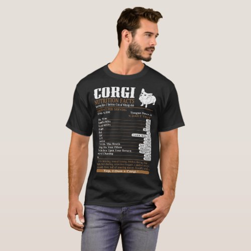 Corgi Nutrition Facts Pets Lovers Tshirt