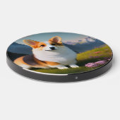 Corgi on a Mountainside -purple flowers Wireless Charger (Front 2)