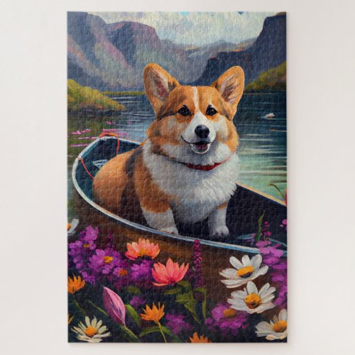 Corgi on a Paddle A Scenic Adventure Jigsaw Puzzle