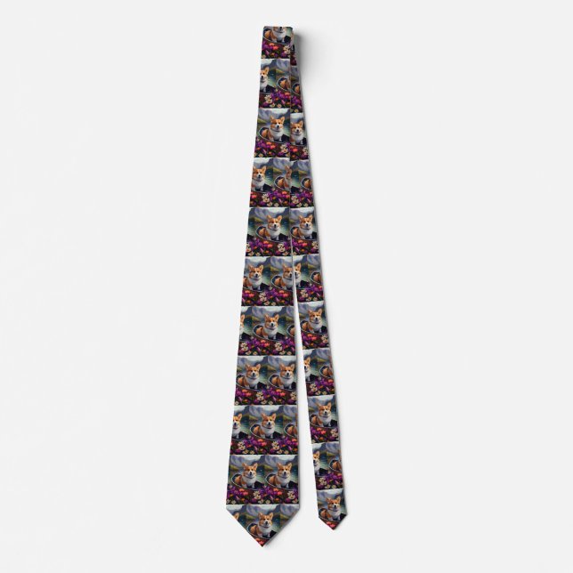 Corgi on a Paddle: A Scenic Adventure Neck Tie (Front)