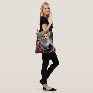 Corgi on a Paddle: A Scenic Adventure Tote Bag
