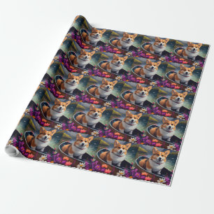 Corgi on a Paddle: A Scenic Adventure Wrapping Paper