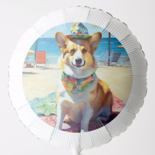 Corgi on Beach, summer gift for dog lovers Balloon