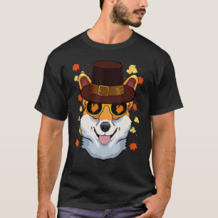 Corgi On Sunglasses Thanksgiving Day Dog Pilgrim H T-Shirt