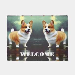 Corgi on water  doormat