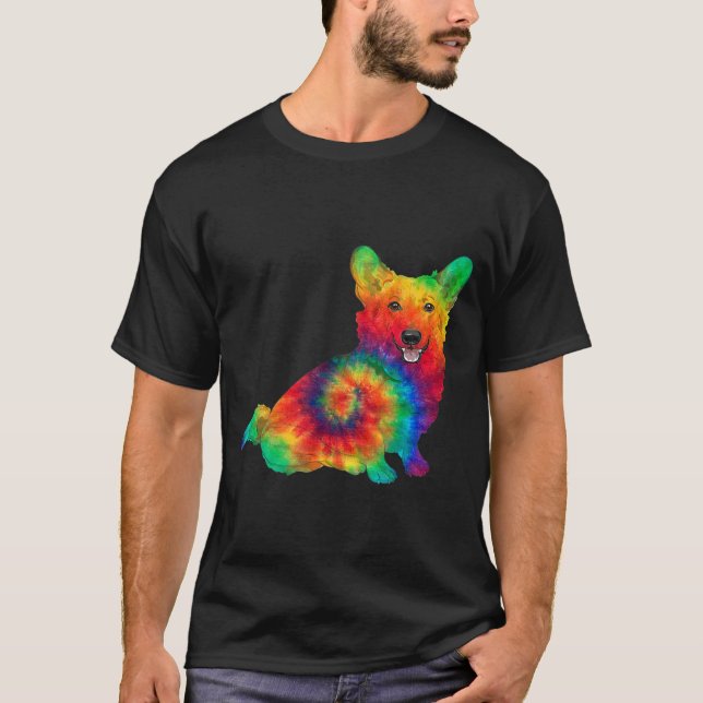 Corgi Owner Apparel Psychedelic Art Hippy Cute Dog T-Shirt (Front)
