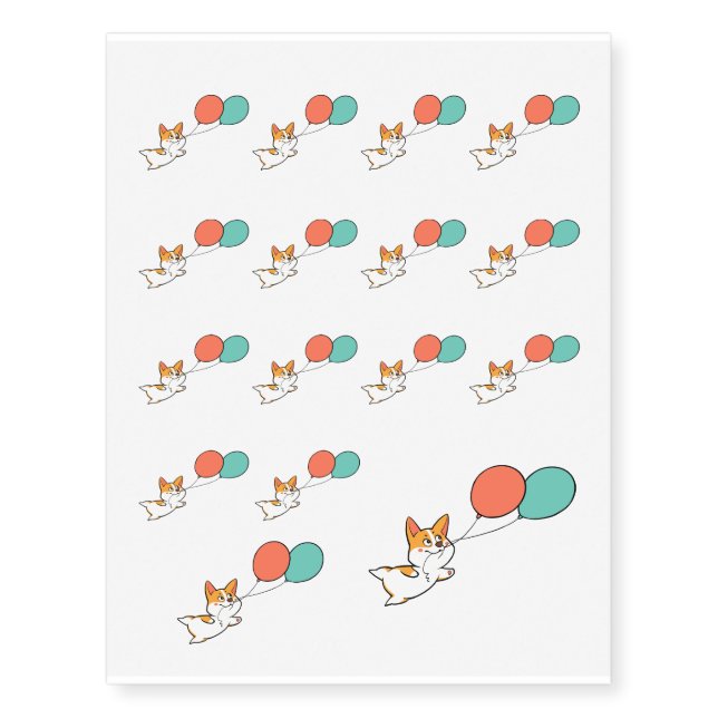 Corgi Party Temporary Tattoos (Front)