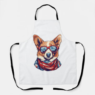 Corgi Patriotic Dog USA American Flag Apron