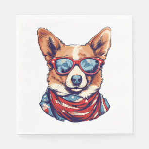 Corgi Patriotic Dog USA American Flag   Napkins