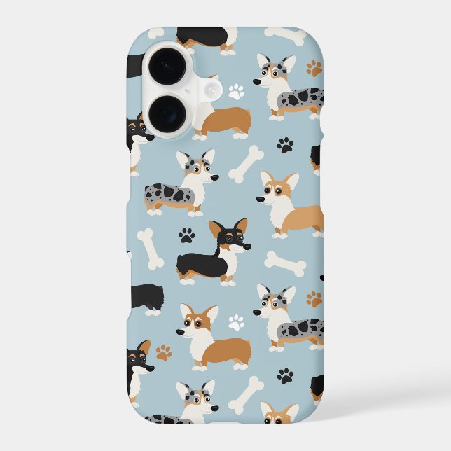 Corgi Pattern Blue Iphone Case (Back)