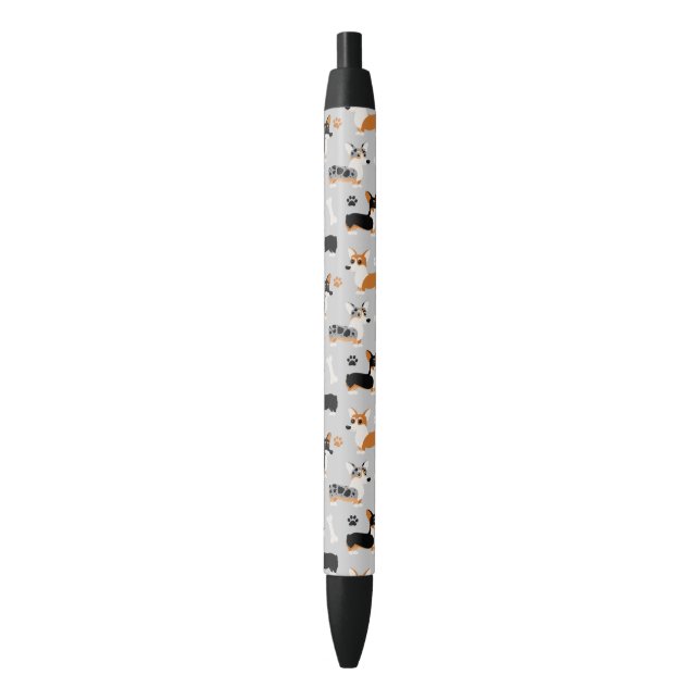 Corgi Pattern Gray Pen (Front Vertical)