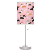 Corgi Pattern Pink Table Lamp (Left)